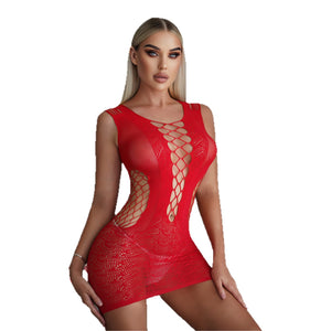 Sleeveless Cutout Mesh Lingerie Dress