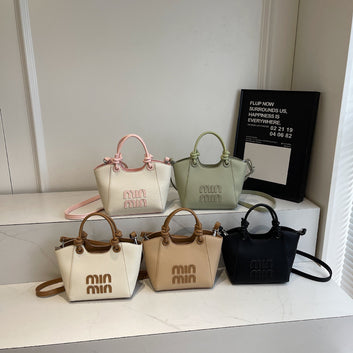 Handbag Bag Miu Embroidery Fashion Bag Women'S Bucket Bag Versatile Embroidery Thread Shoulder Messenger Bag