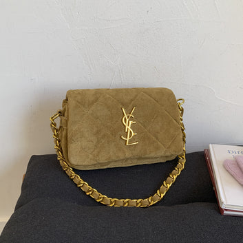 Matte Poplar Forest Small Square Bag Rhombus Embroidery Thread Underarm Bag Commuting Versatile Style Single Shoulder Tide Niche Women'S Bag