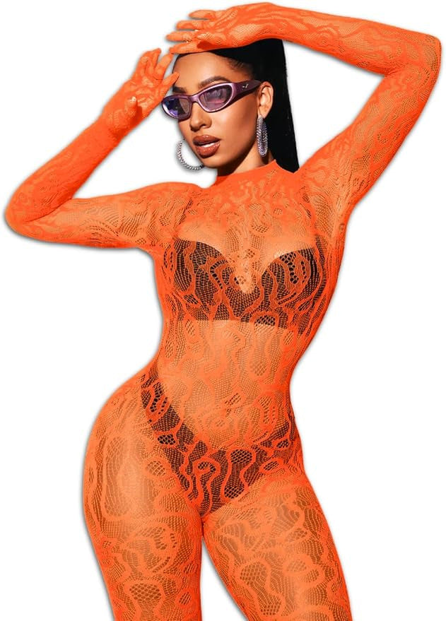 Bow and Floral-Detail Mesh Bodysuit