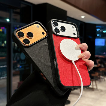 Suitable For IPhone17Promax Explosive Cross-Pattern Strong Magnetic Apple 17 Magnetic Mobile Phone Case