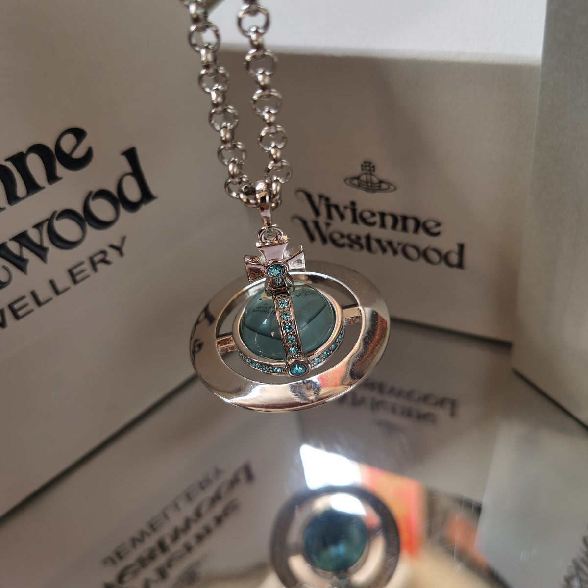 Glacier Blue Planet Pendant Necklace - view 12