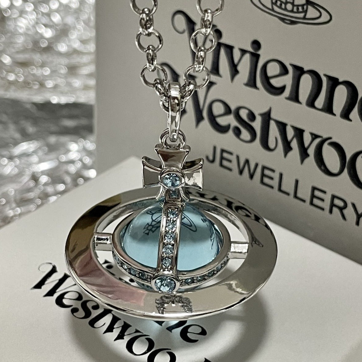 Glacier Blue Planet Pendant Necklace - view 11