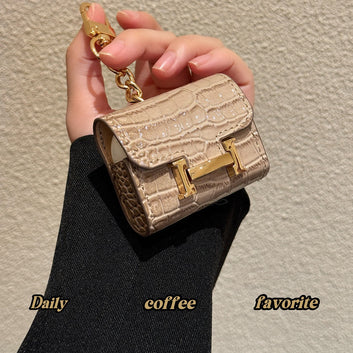 Premium Mini Bluetooth Headset Case For Airpodspro2 Alligator Pattern Bag Keychain Pendant