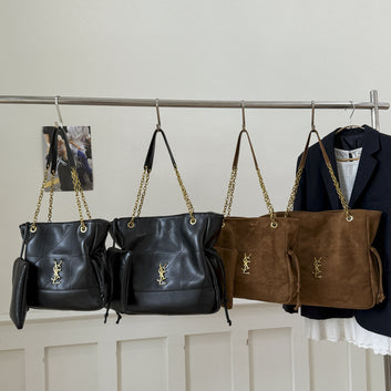 Vintage Chain Tote Bag Poplar Forest Suede Bags Premium Trendy Large Capacity Commuter Shoulder Underarm Mother And Child Bag