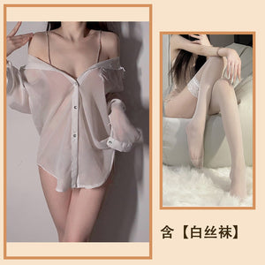 Sheer Chain-Detail Shirt and Thong Options
