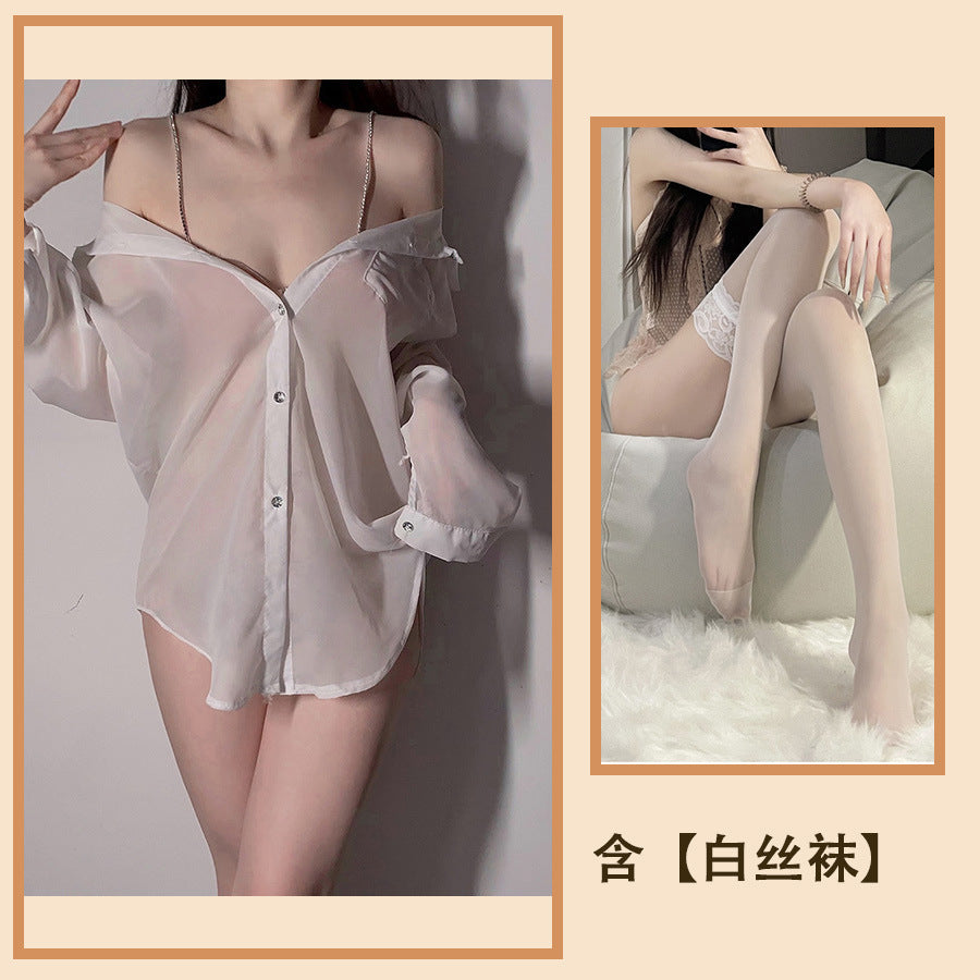Sheer Chain-Detail Shirt and Thong Options