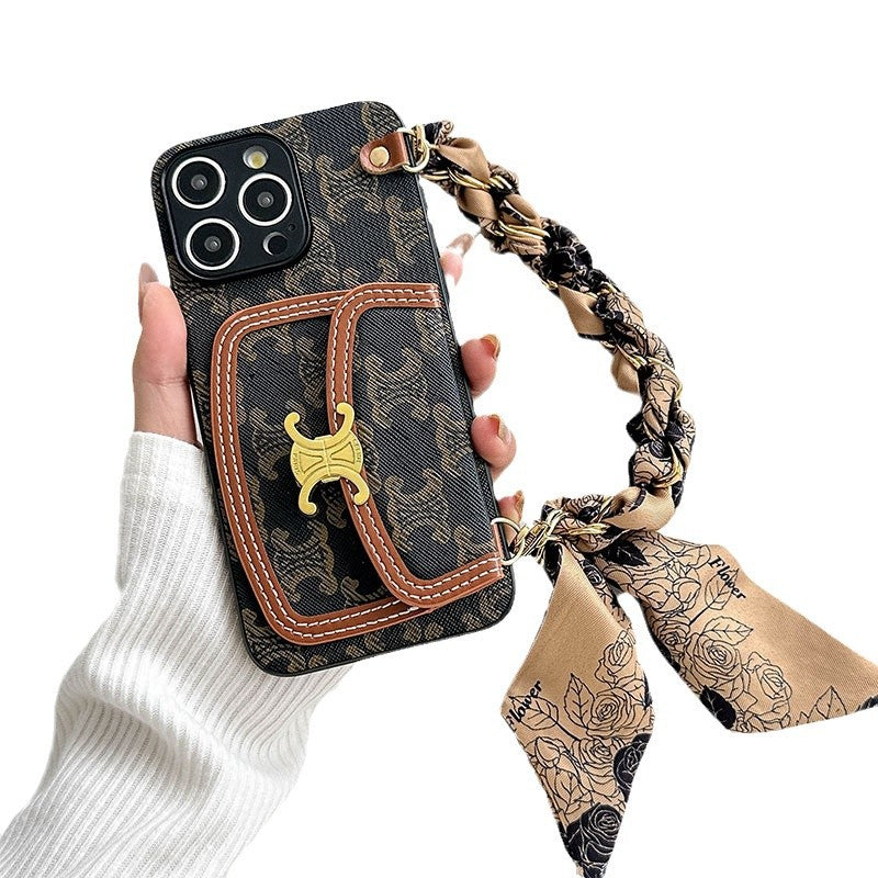 Patterned Phone Case with Scarf Handle or Crossbody Strap
