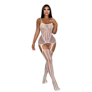 Striped Jacquard Open-Crotch Bodysuit