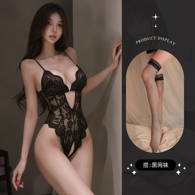 Lace Bodysuit and Stocking Options - 5907