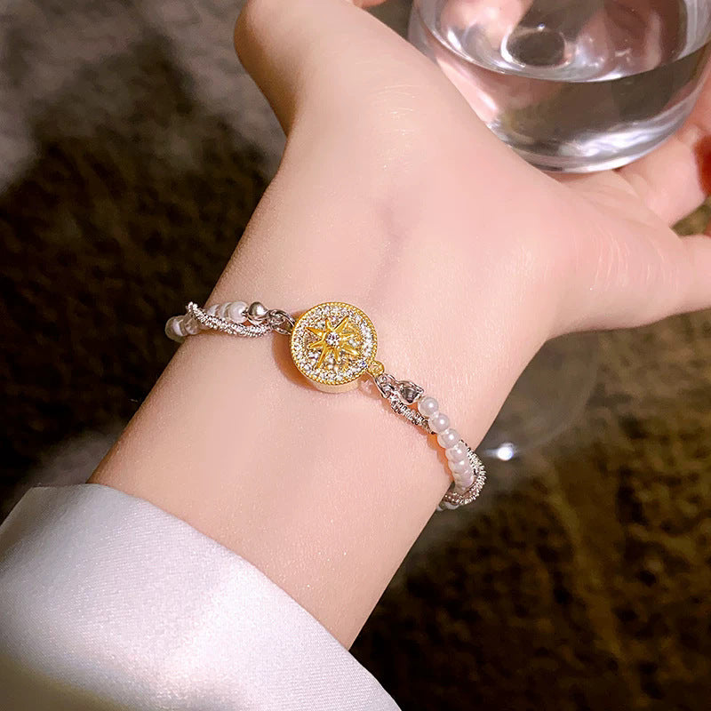 Eight-Point Star Compass Pearl Bead Bracelet - view 4