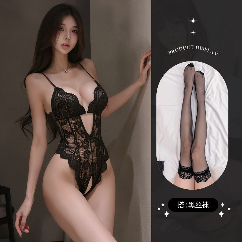 Lace Bodysuit and Stocking Options - 5907