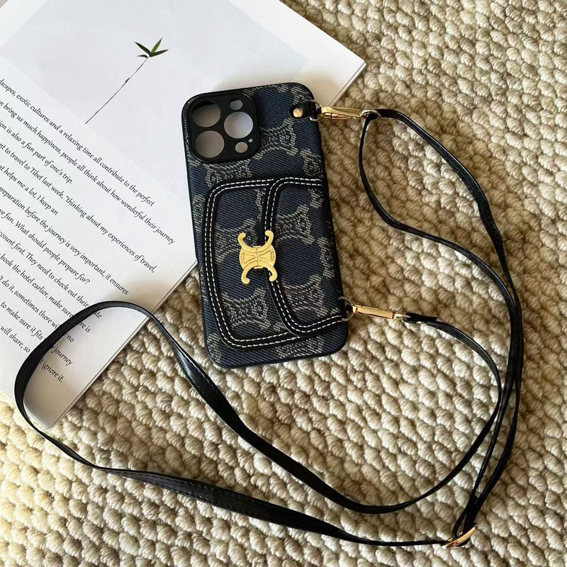 Patterned Phone Case with Scarf Handle or Crossbody Strap