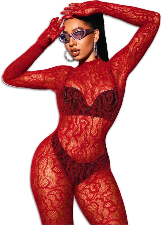 Bow and Floral-Detail Mesh Bodysuit