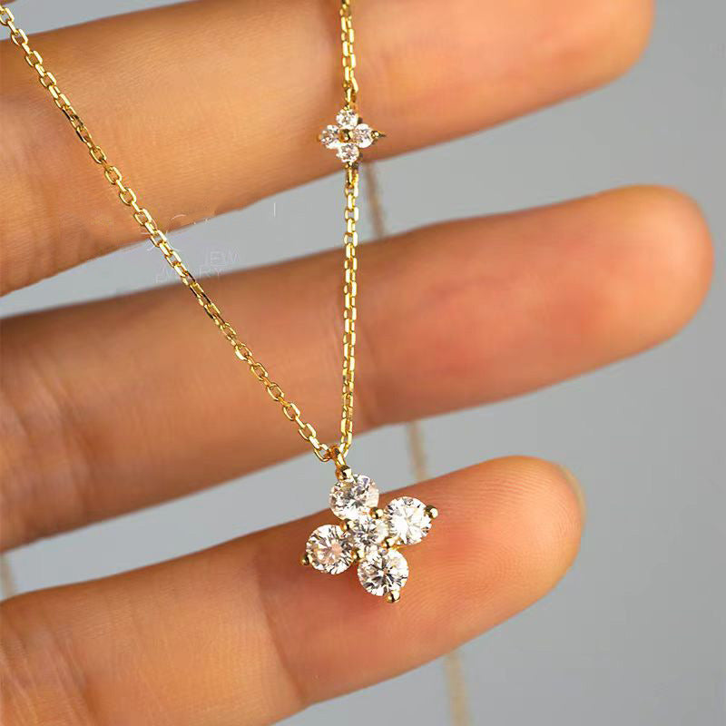 Sterling Silver Double Clover Necklace - main view
