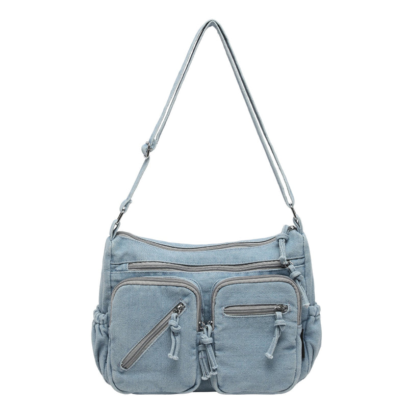 Trend Sense Denim Shoulder Bag Large Capacity Multi-Pocket – Gardecors