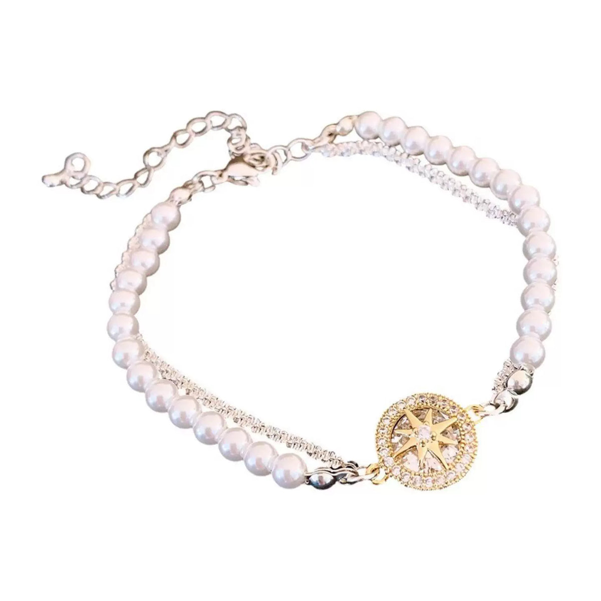 Eight-Point Star Compass Pearl Bead Bracelet - view 5