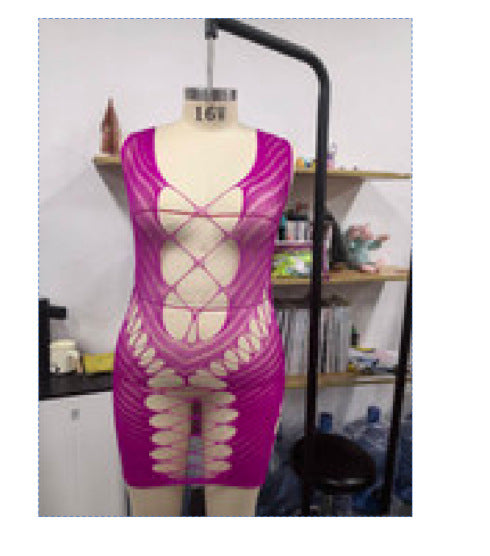 Rhinestone Fishnet Mini Dress