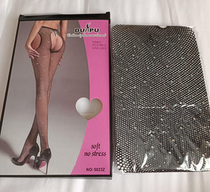 Rhinestone Cutout Fishnet Pantyhose