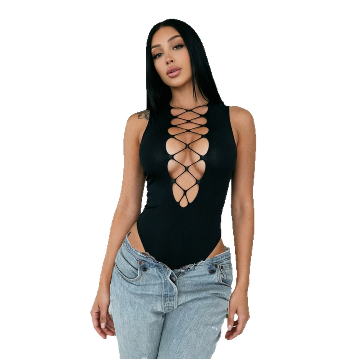 Sleeveless Cutout Knit Bodysuit