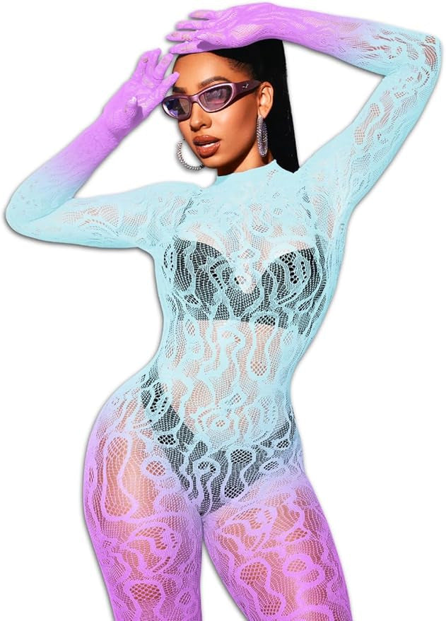 Bow and Floral-Detail Mesh Bodysuit
