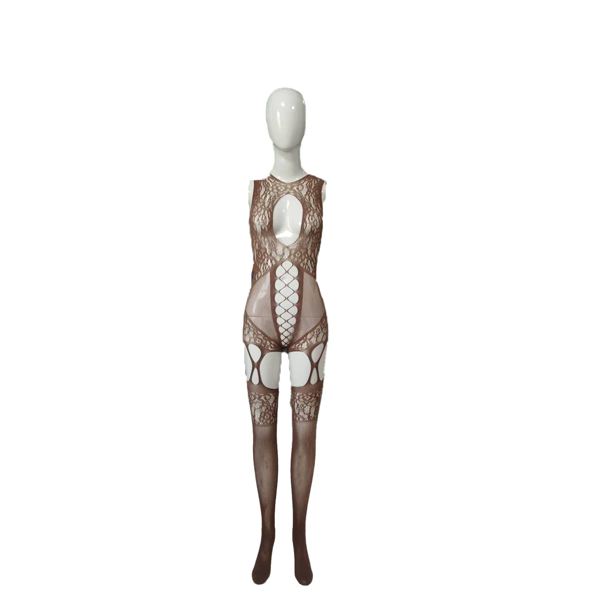 Cutout Open-Crotch Mesh Bodysuit