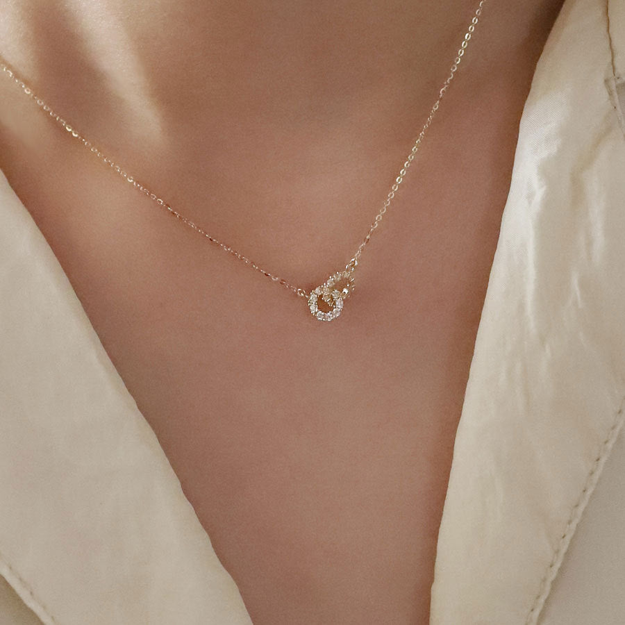 Sterling Silver Interlocking Circle Necklace - view 4