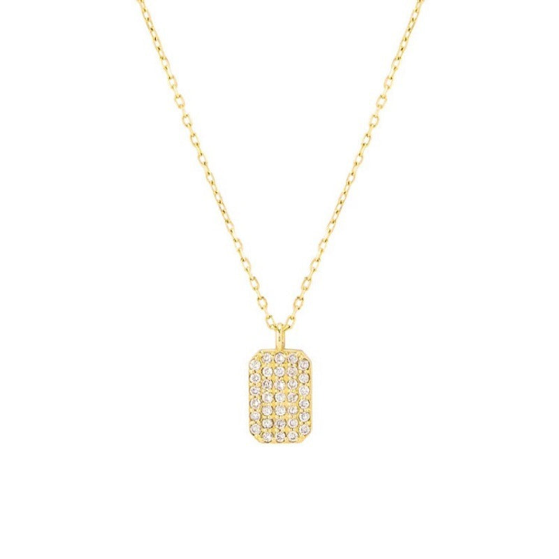 Sterling Silver Sparkling Rectangular Pendant Necklace - view 6