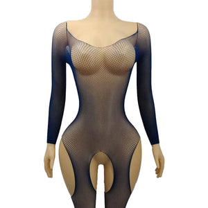 Fine-Mesh Open-Crotch Bodysuit
