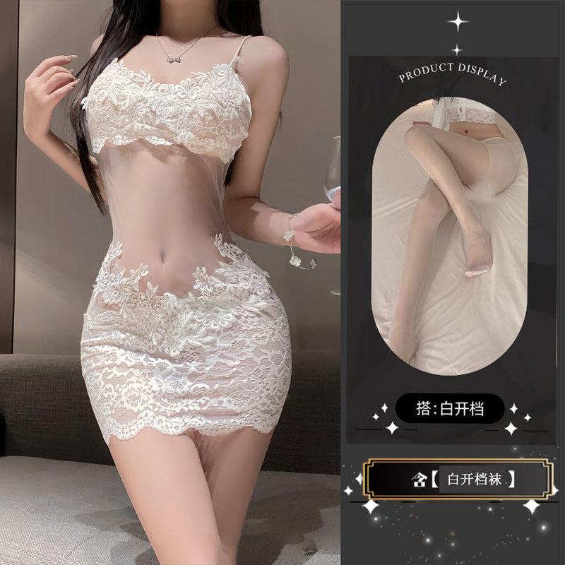 Lace Slip Dress with Stocking Options - 5988A