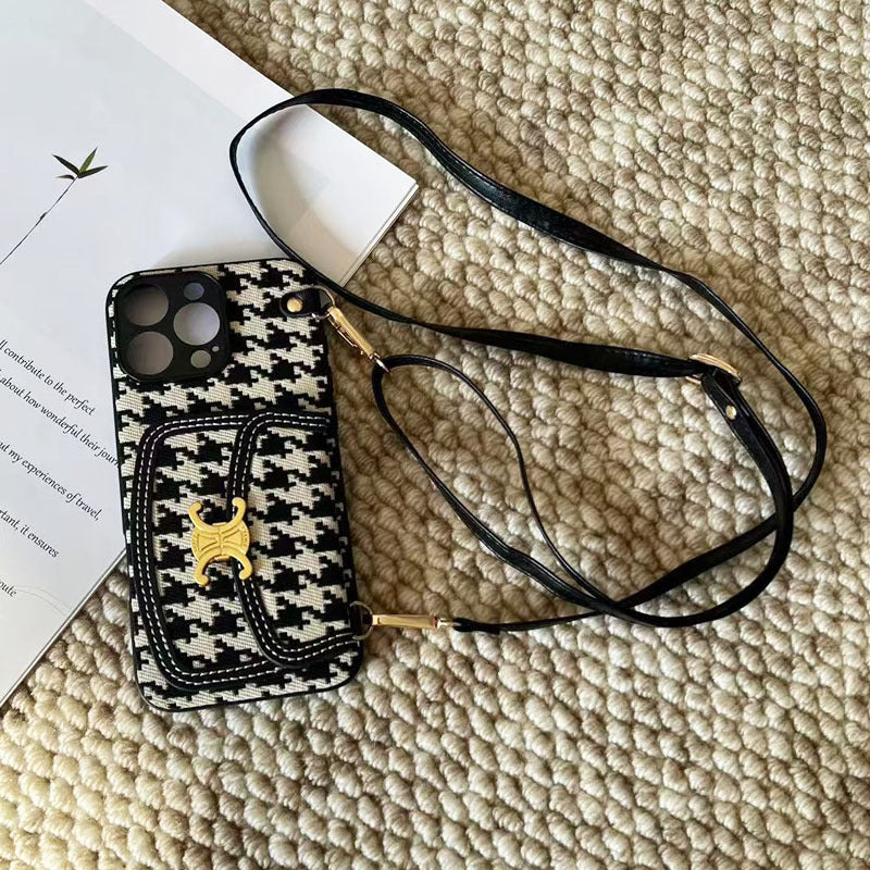 Patterned Phone Case with Scarf Handle or Crossbody Strap