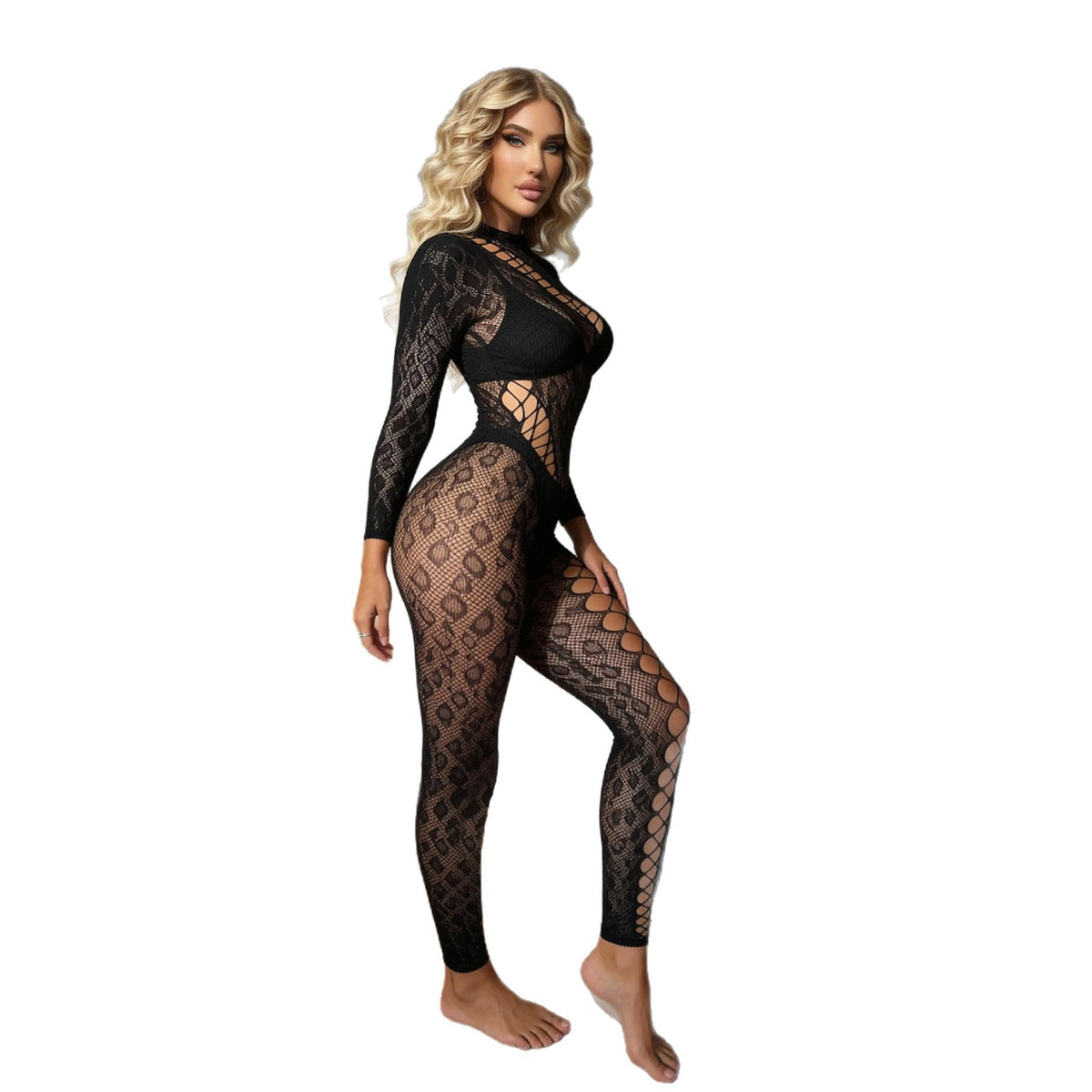 Leopard Cutout Mesh Bodysuit