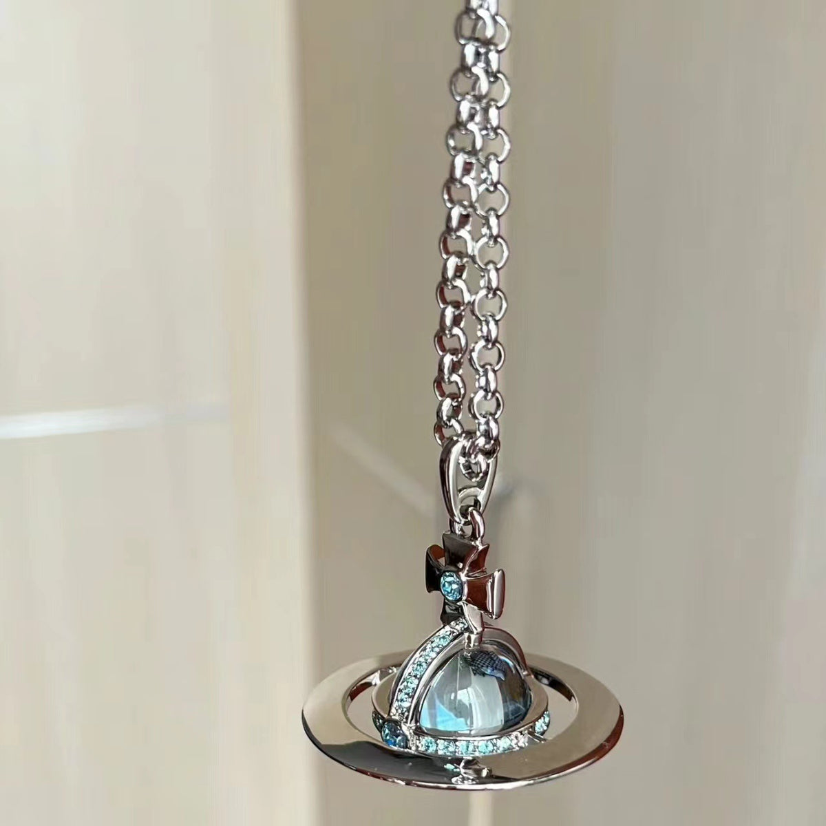 Glacier Blue Planet Pendant Necklace - view 14