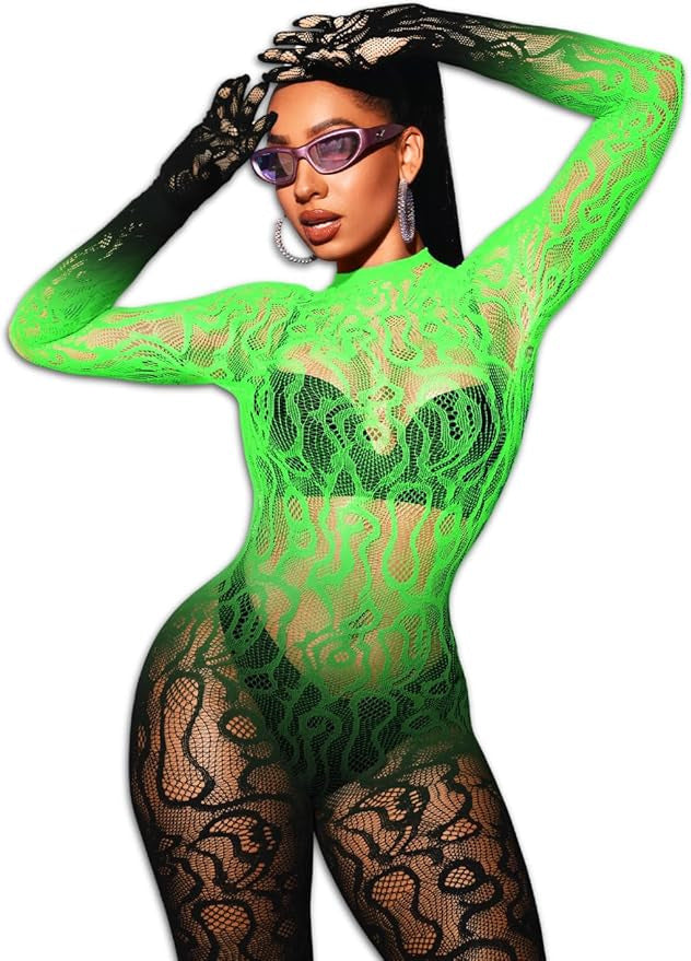 Bow and Floral-Detail Mesh Bodysuit