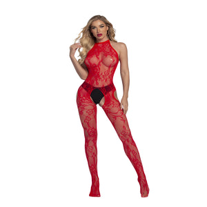 Floral Bow-Detail Strappy Mesh Bodysuit
