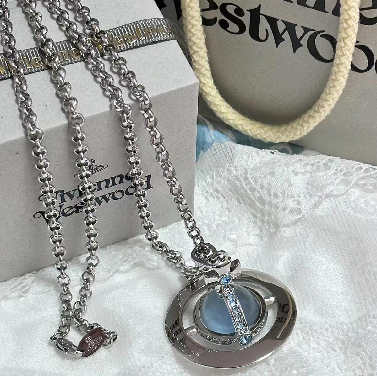 Glacier Blue Planet Pendant Necklace - view 10