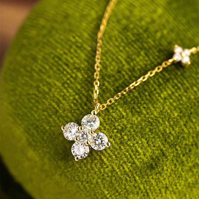 Sterling Silver Double Clover Necklace - view 2