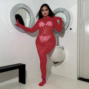Plus-Size Leopard Mesh Bodysuit