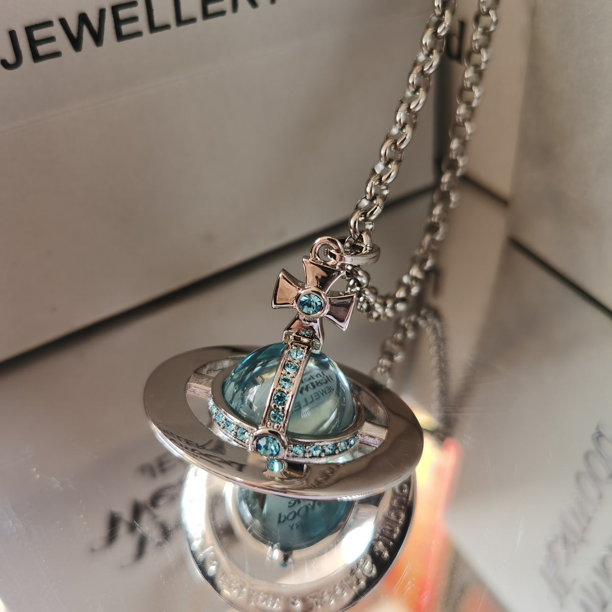 Glacier Blue Planet Pendant Necklace - view 15