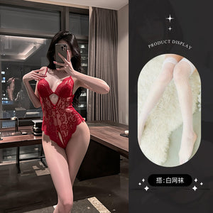 Lace Bodysuit and Stocking Options - 5907