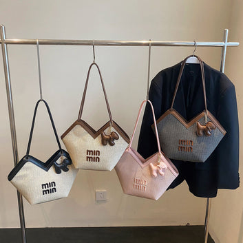 Large-Capacity Miu Tote Bag Women'S Fashion Embroidery Bags Versatile Shoulder Armpit Bag Casual Commuter Women'S Bag