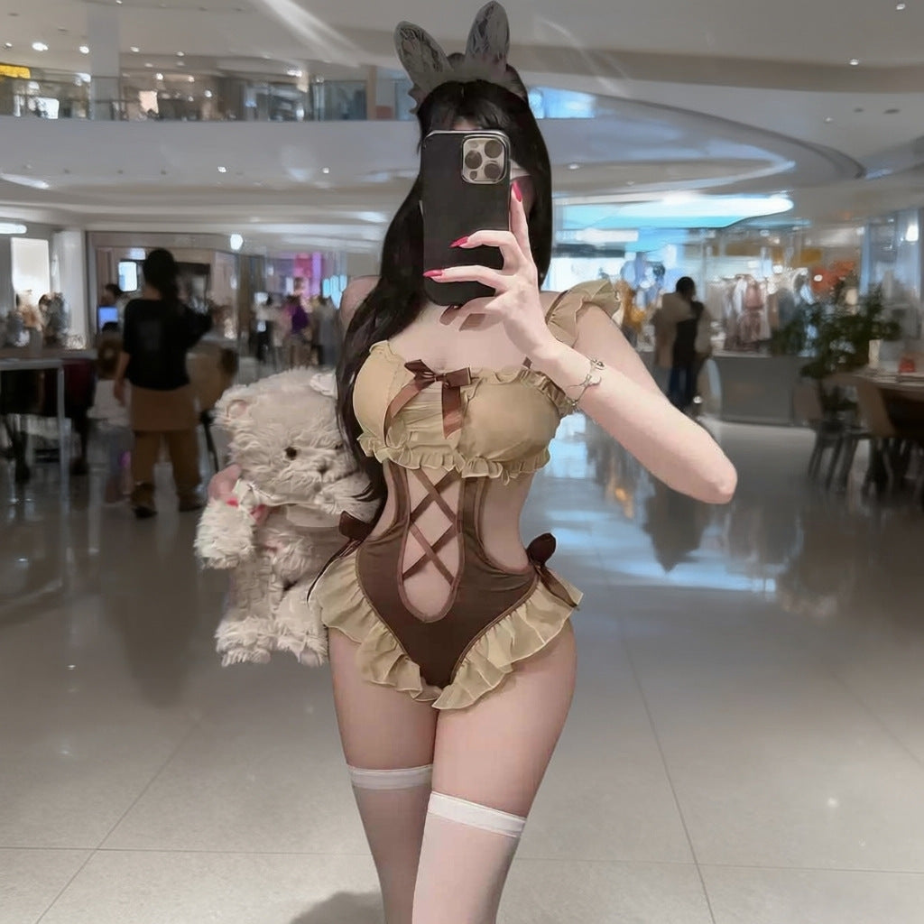 Brown Strappy Lingerie Bodysuit - 5980