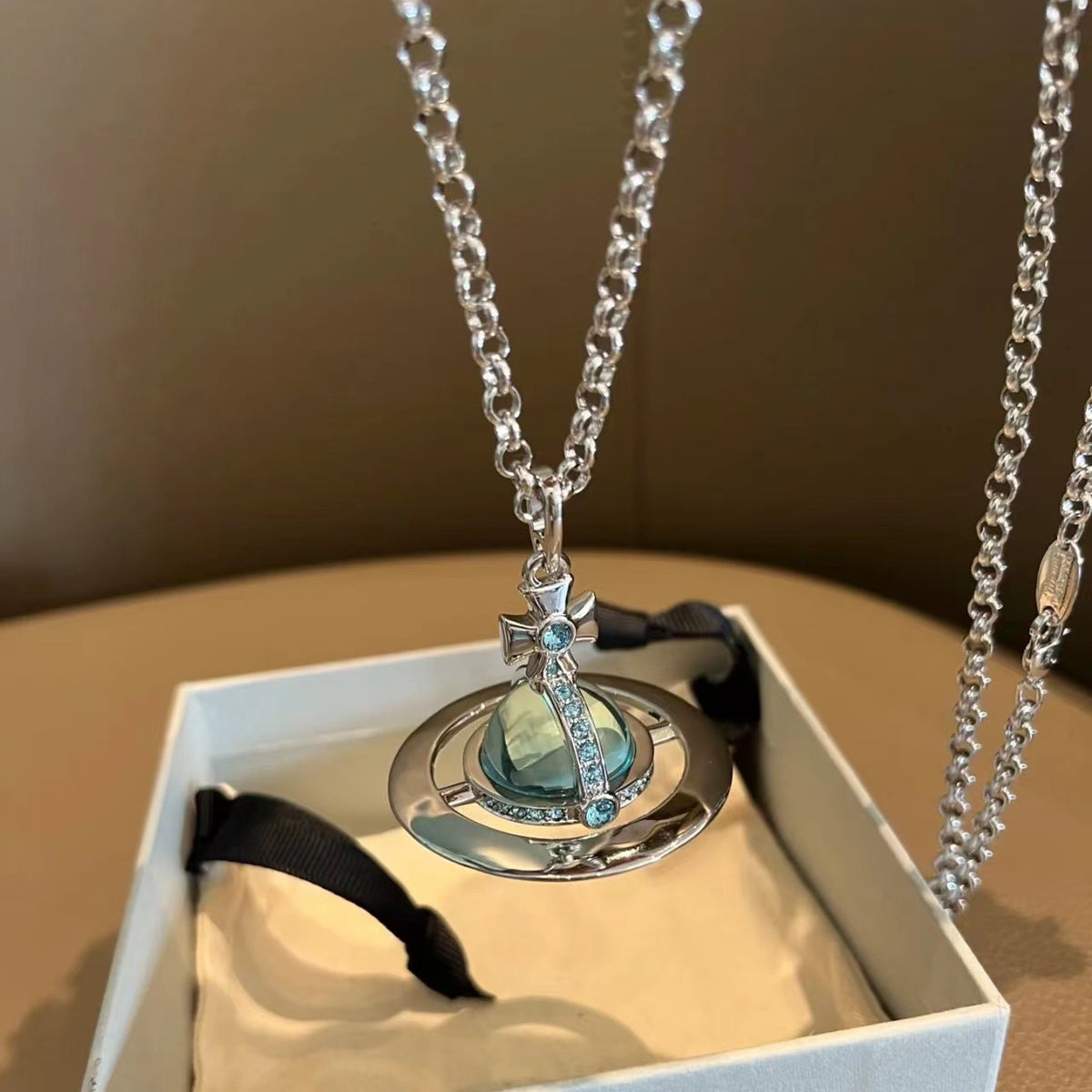 Glacier Blue Planet Pendant Necklace - view 8