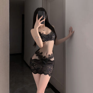 Lace Slip Dress with Stocking Options - 5988A