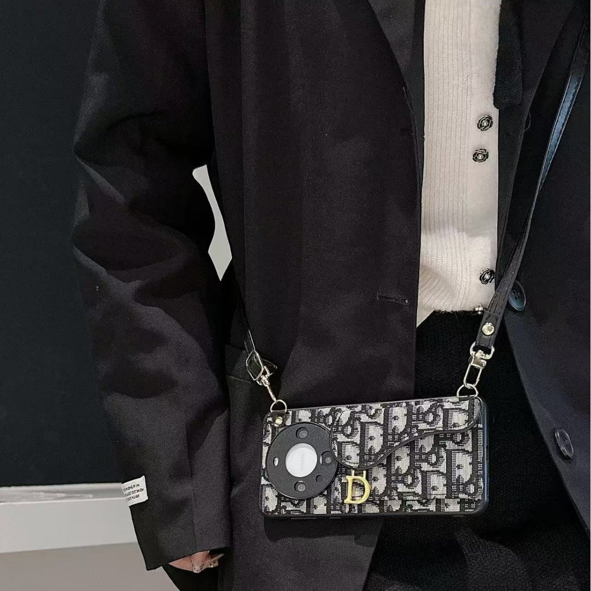 Black Handle and Crossbody Phone Case