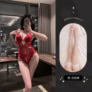 Lace Bodysuit and Stocking Options - 5907