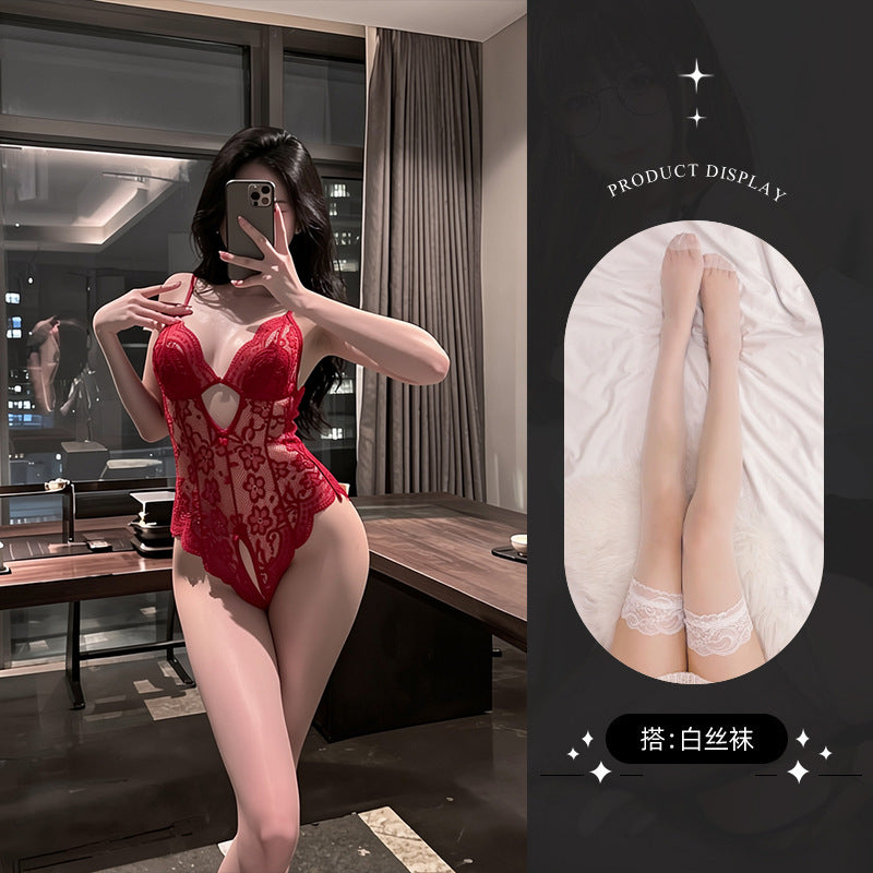 Lace Bodysuit and Stocking Options - 5907