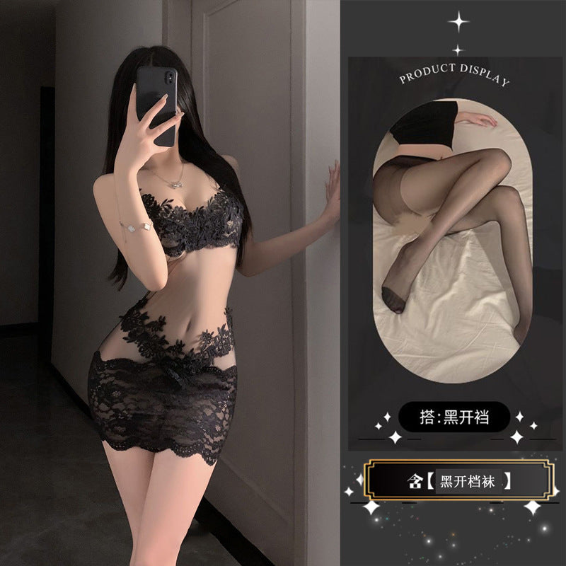 Lace Slip Dress with Stocking Options - 5988A