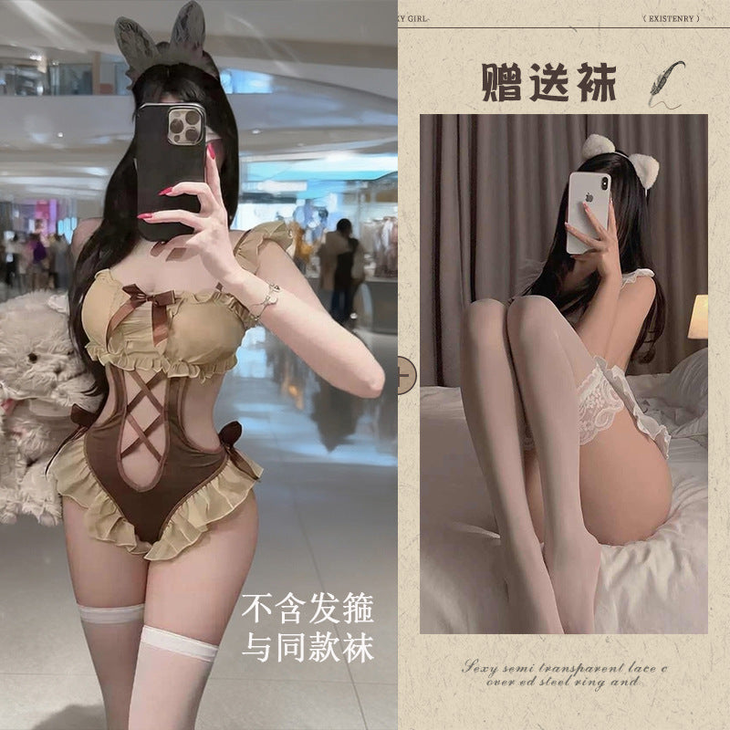 Brown Strappy Lingerie Bodysuit - 5980