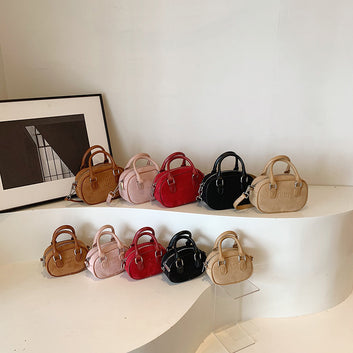 Retro Mini Portable Bowling Bag Min Women'S Niche Matte Small Square Bag Fashion Ins Crossbody Shoulder Bag